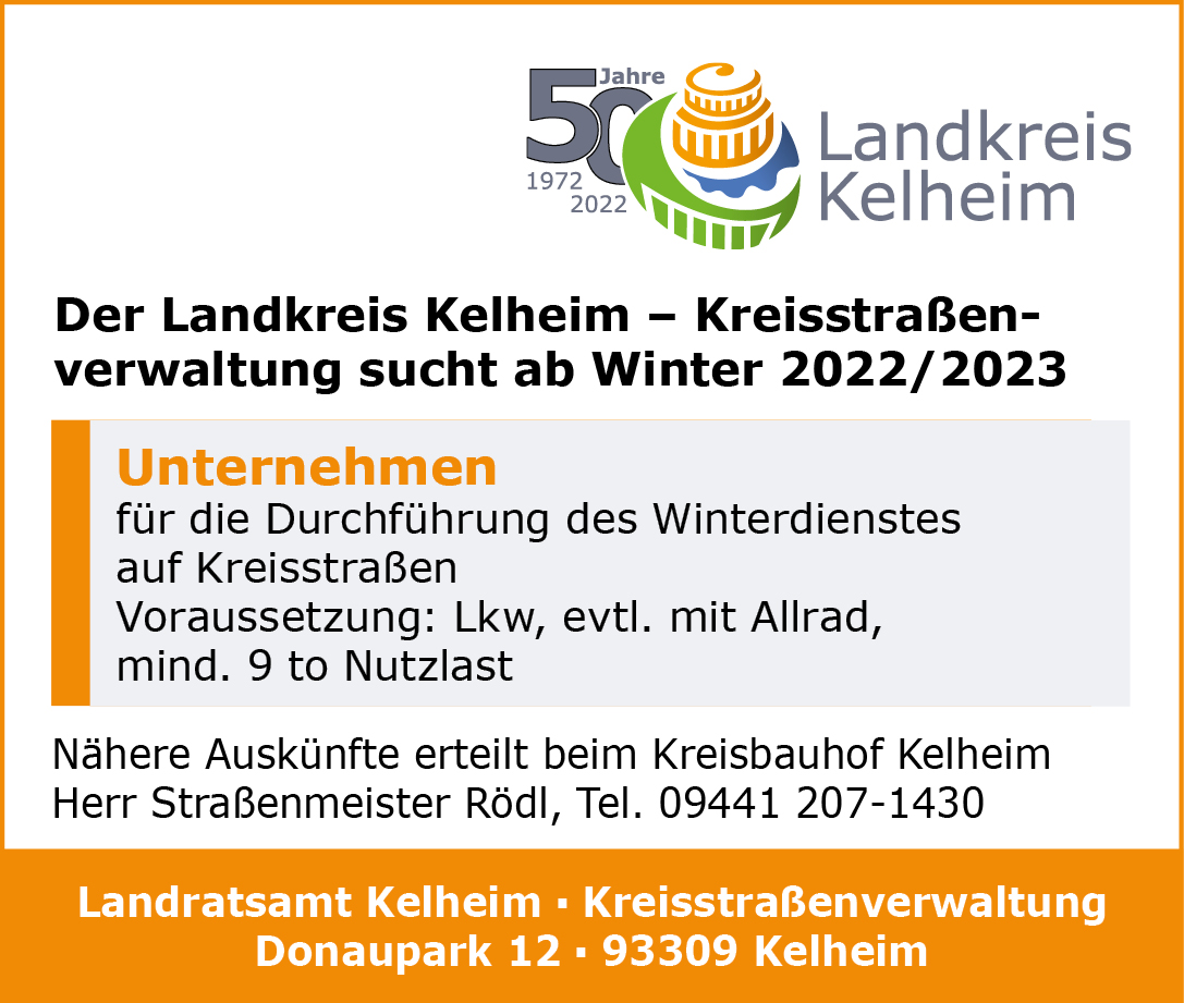 Landkreis Kelheim sucht Unternehmen für die Durchführung des Winterdienstes