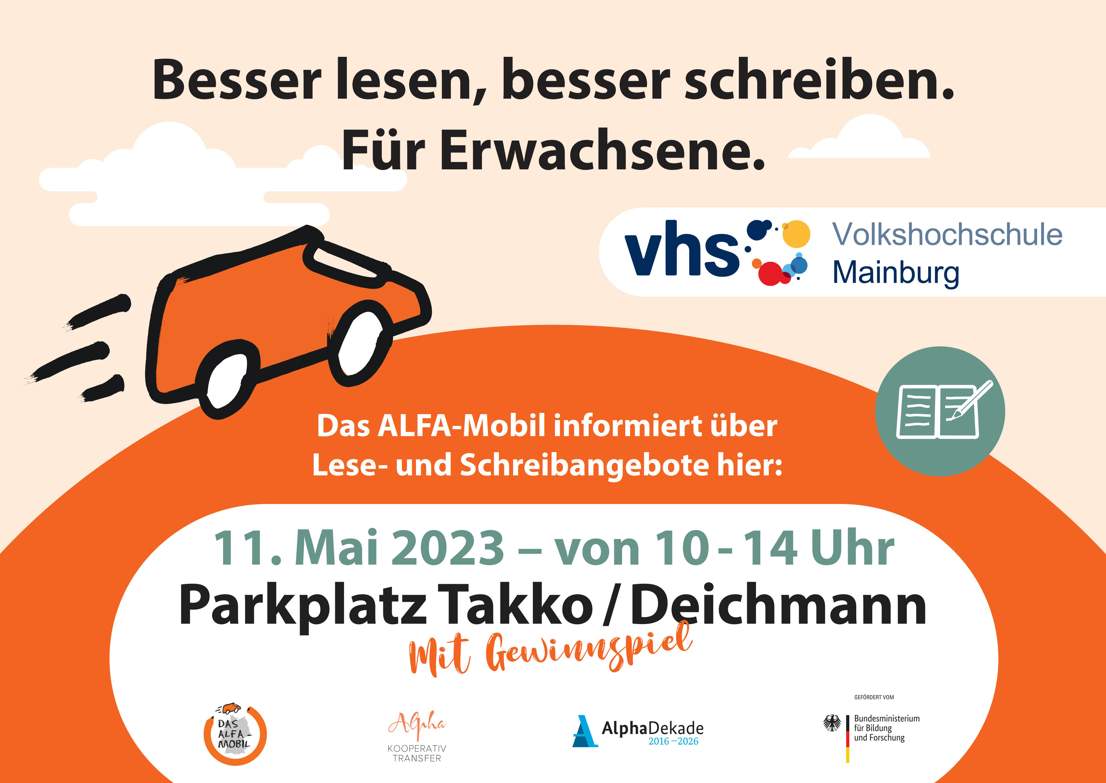 Terminhinweis zum Thema Analphabetismus sowie Lese- und Schreibschwierigkeiten: ALFA Mobil in Mainburg am 11. Mai